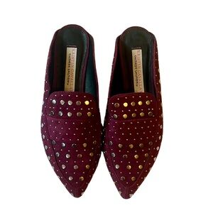 Kristen Cavallari x Chinese Laundry silver studded faux suede mules NWT size 6